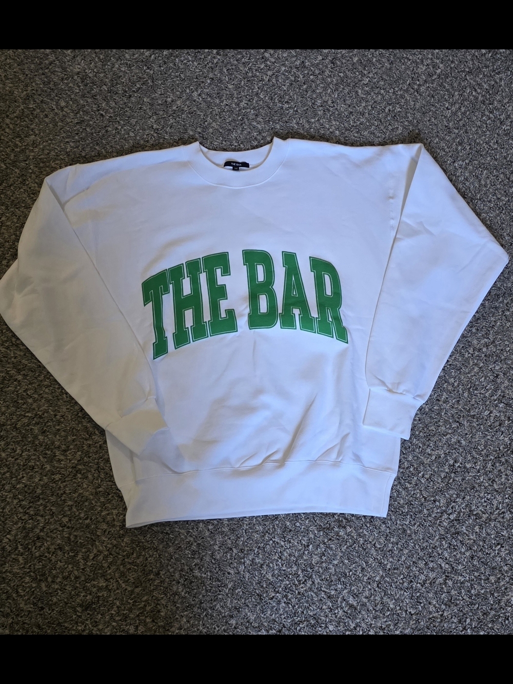 The Bar White Crewneck Sweatshirt with Green Logo - Picture 2 of 5